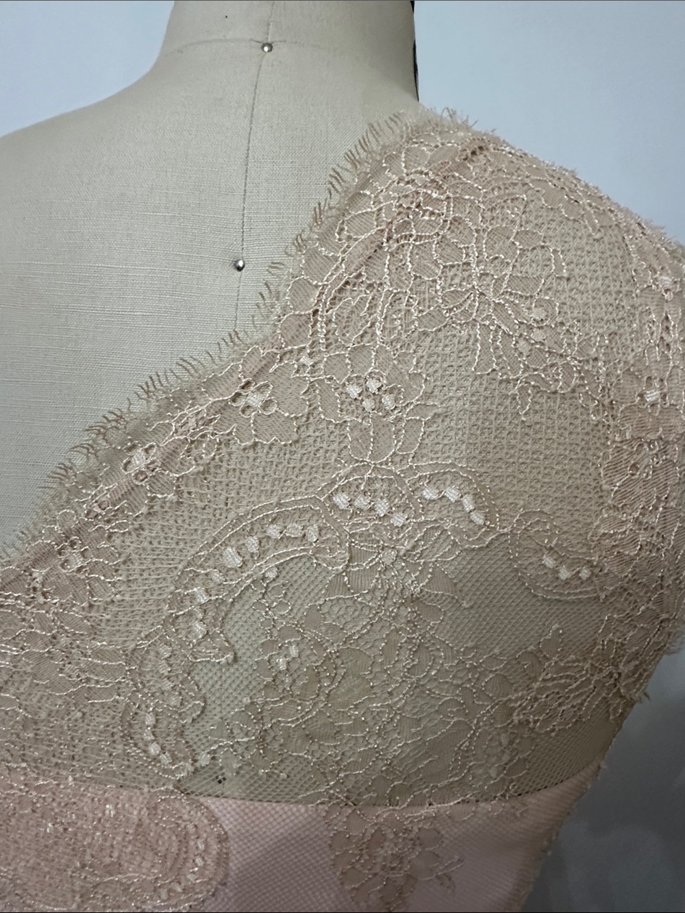 One-Shoulder Lace A-Line Dress in Blush - Picture 5 of 13
